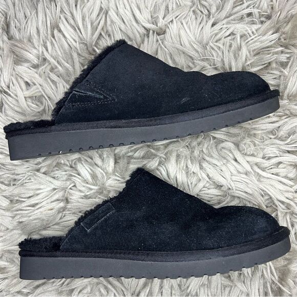 UGG Koolaburra Sonele black leather suede slip on slippers women’s shoe size 9 - Picture 6 of 8